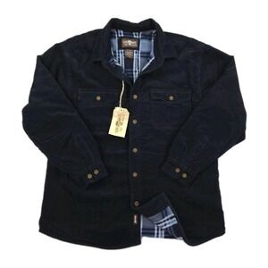 New Levis Corduroy Shacket Mens Large Blue Jacket Overshirt Plaid Lined